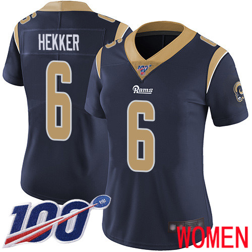Los Angeles Rams Limited Navy Blue Women Johnny Hekker Home Jersey NFL Football #6 100th Season Vapor Untouchable